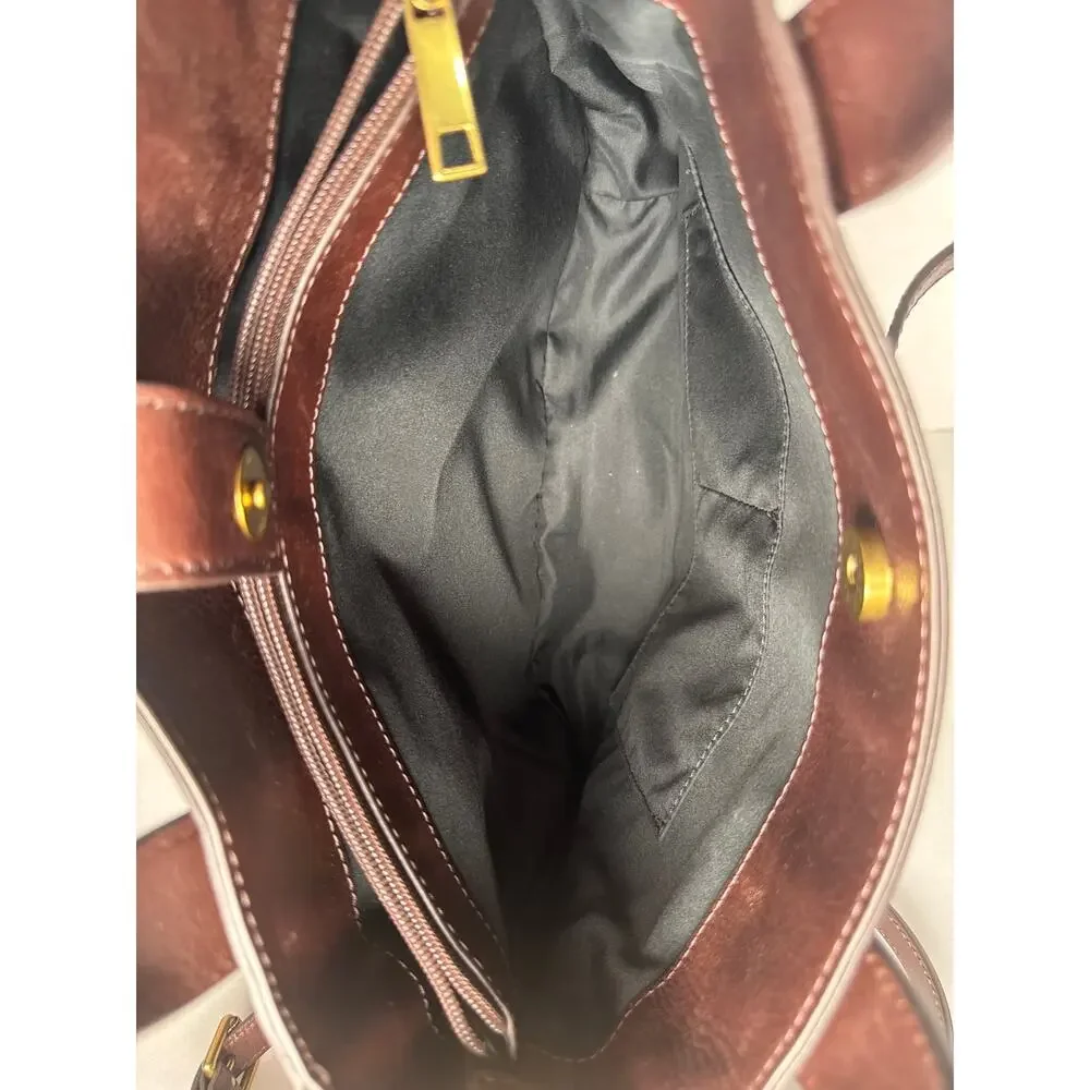 FOSSIL Willow Whiskey Brown Leather Satchel Crossbody Bag #SHB2325